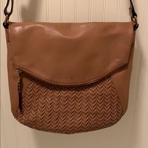Tan leather Elliott Lucca crossbody bag